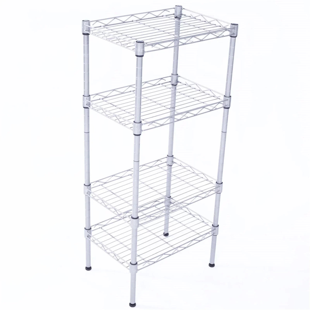 4-Tier Wire Shelving Unit Metal Storage Rack Adjustable Organizer Perfect for Pantry Laundry Bathroom Kitchen Closet Organization (Silver, 13.77L x 9.84 Wx 31.5H)