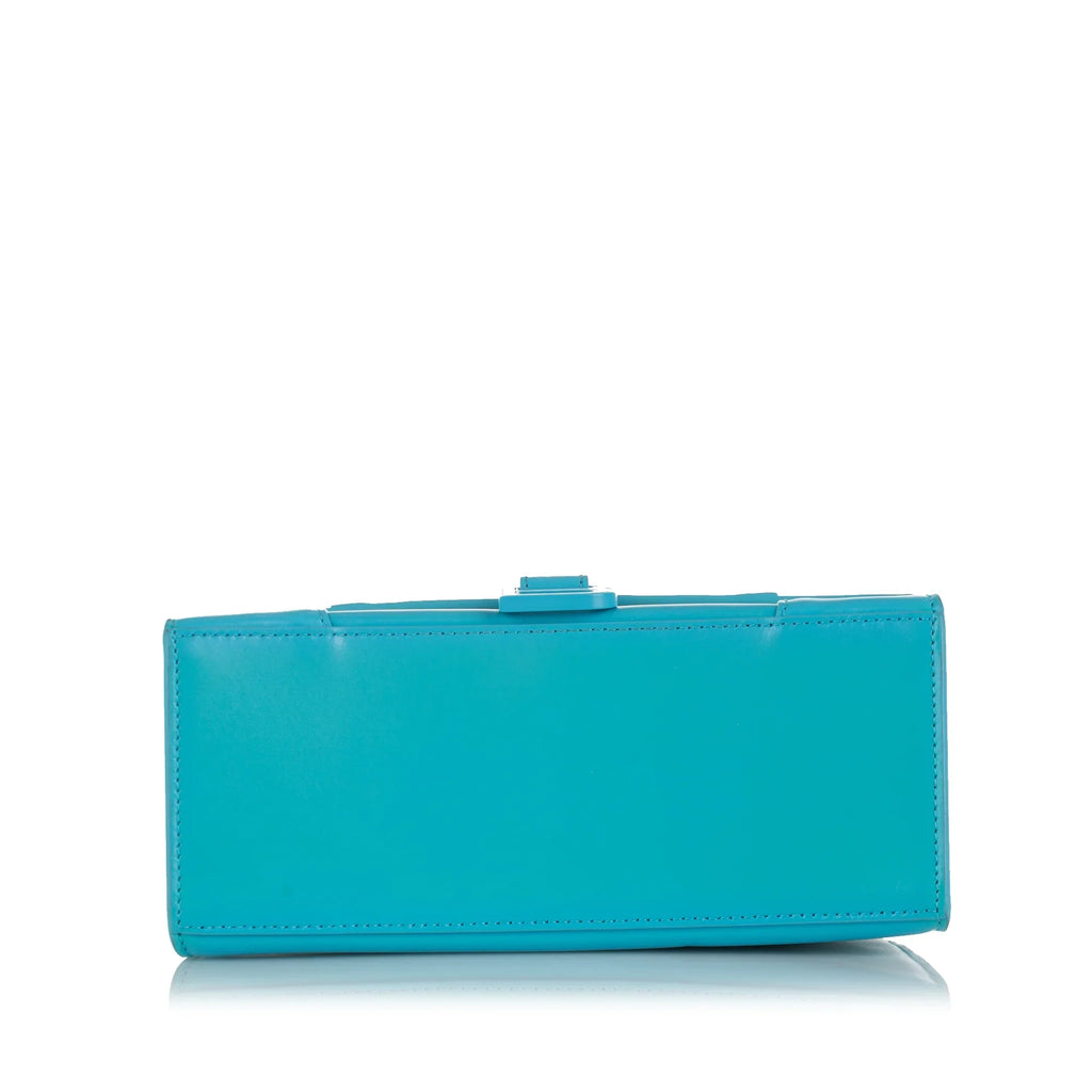 Pre-Owned Authenticated Balenciaga Hourglass  Satchel Calf Leather Blue Unisex (Good)