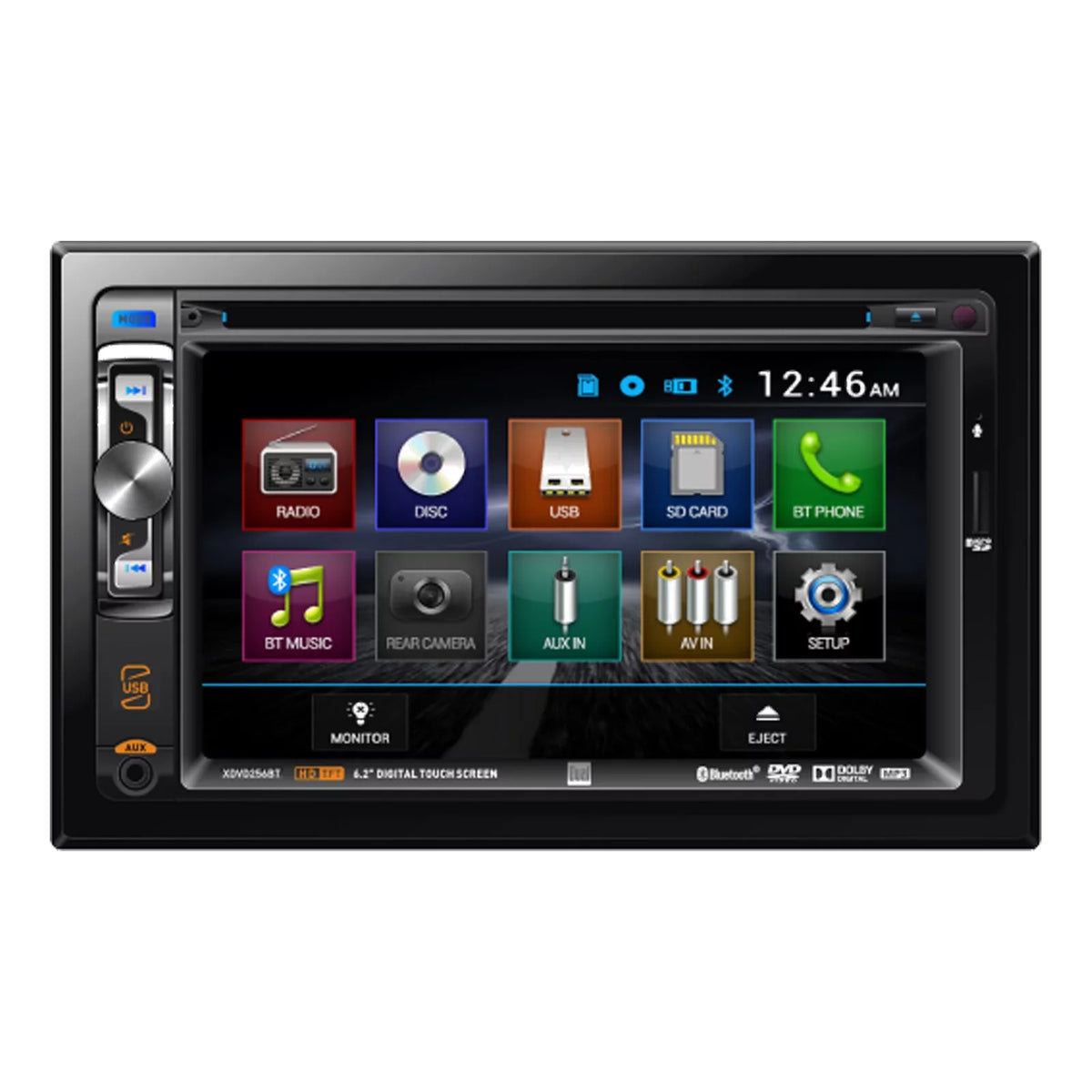 Enrock Dual  Double- 6.2" Touchscreen     Bluetooth Stereo Car Audio Receiver, Scosche  Dash Install Kit, with  Radio Wire Harness, Fits 2004-Up Select Ford