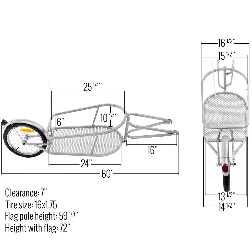 Elevate Outdoor -8002 Single Wheel Pull-Behind Bicycle Cargo Trailer with Cargo Bag