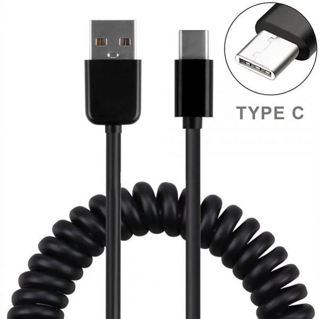 Type- Coiled  Cable w 2-Port  36W Fast Car Charger  for Samsung Galaxy Tab  9.7  Plus, + , S10e  Plus active 5G Note 9 8 10 Plus    A10e - Sonim