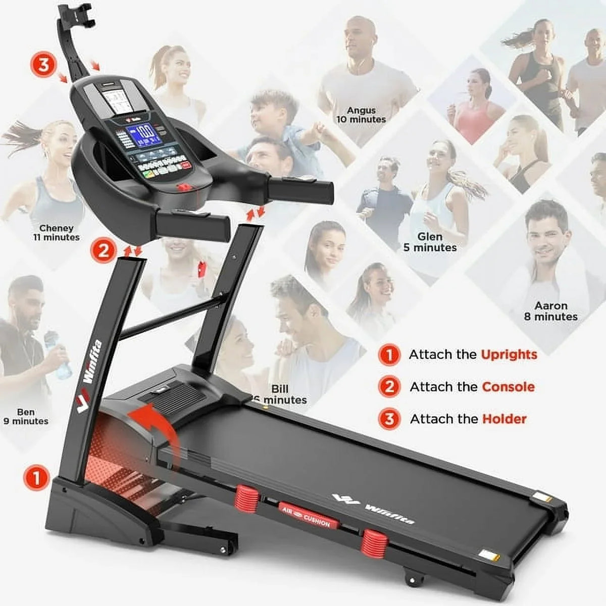 Famistar 4.5HP Folding Treadmill Clearance for Home with 15% Auto Incline 300  Capacity Up to 10MPH Speed Running Machine