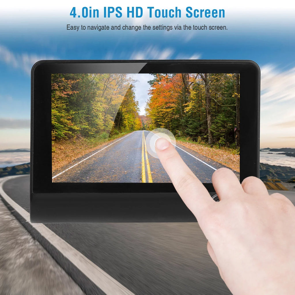 iMouTEK 1080P Touch Screen Car Dash 4in Cam Dash Camera Front and Rear Camera with -Sensor Loop Recording Motion Detection