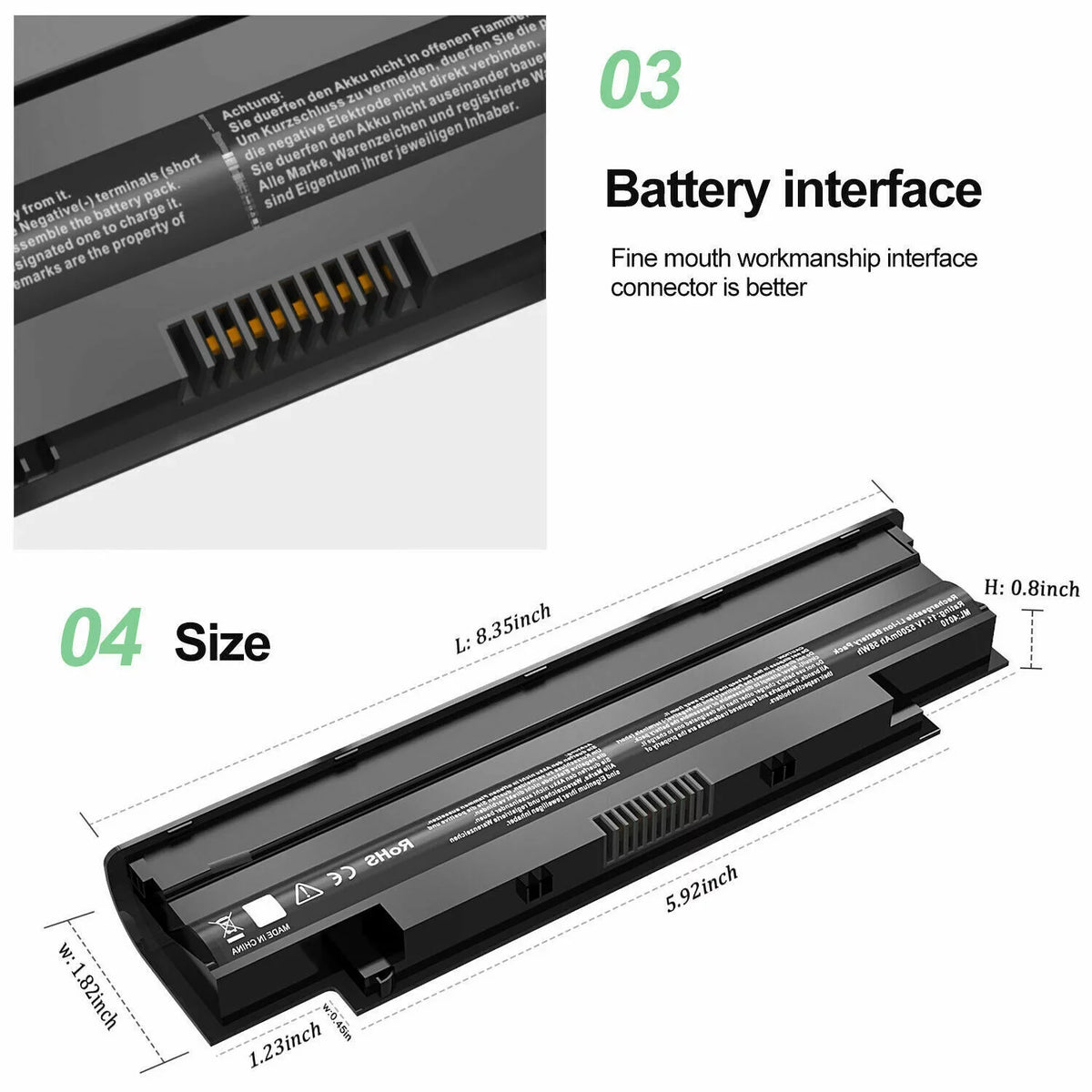 Battery  for Dell Inspiron 13R 14R 17R    fits 04YRJH