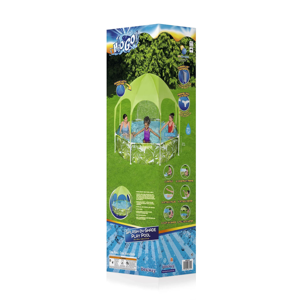 8 ft. x 20 in. Round Above Ground Pool Set With Pool Shade