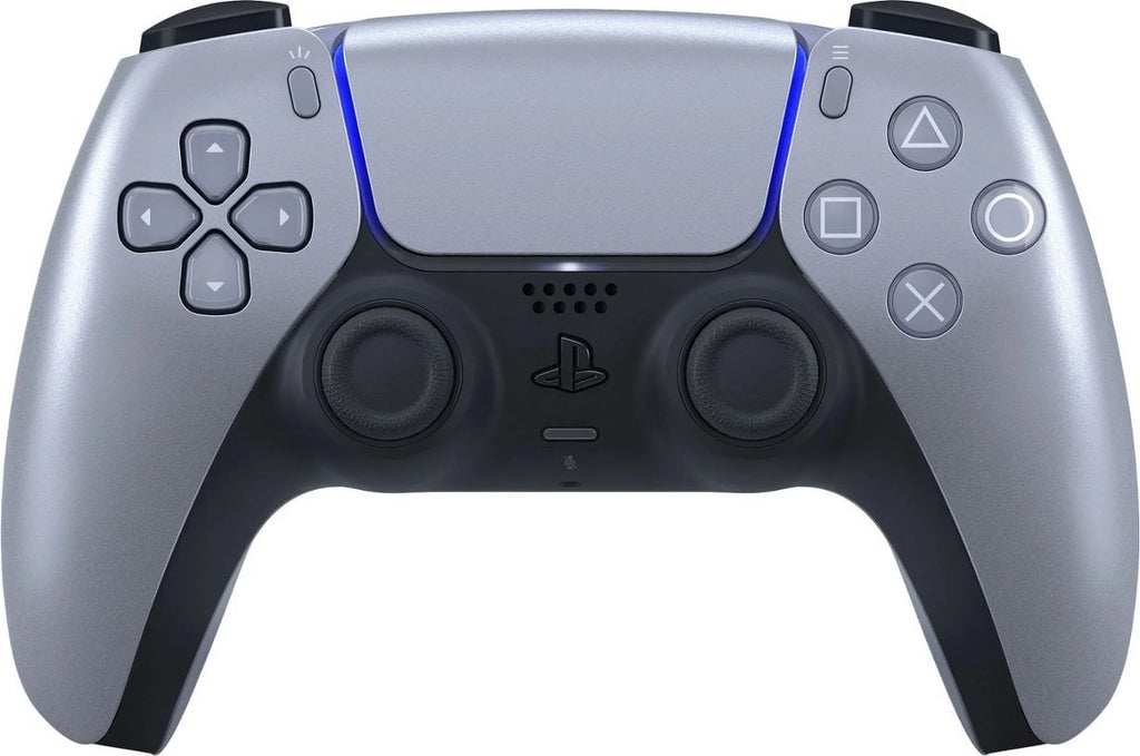 PlayStation 5,  DualSense Wireless Controller - Sterling Silver Bundle With 6Ave Microfiber Cleaning Cloth