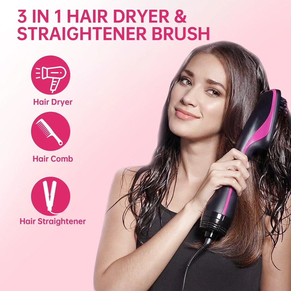 One-Step Hair Dryer and Styler | Detangle, Dry, and Smooth Hair(Black)