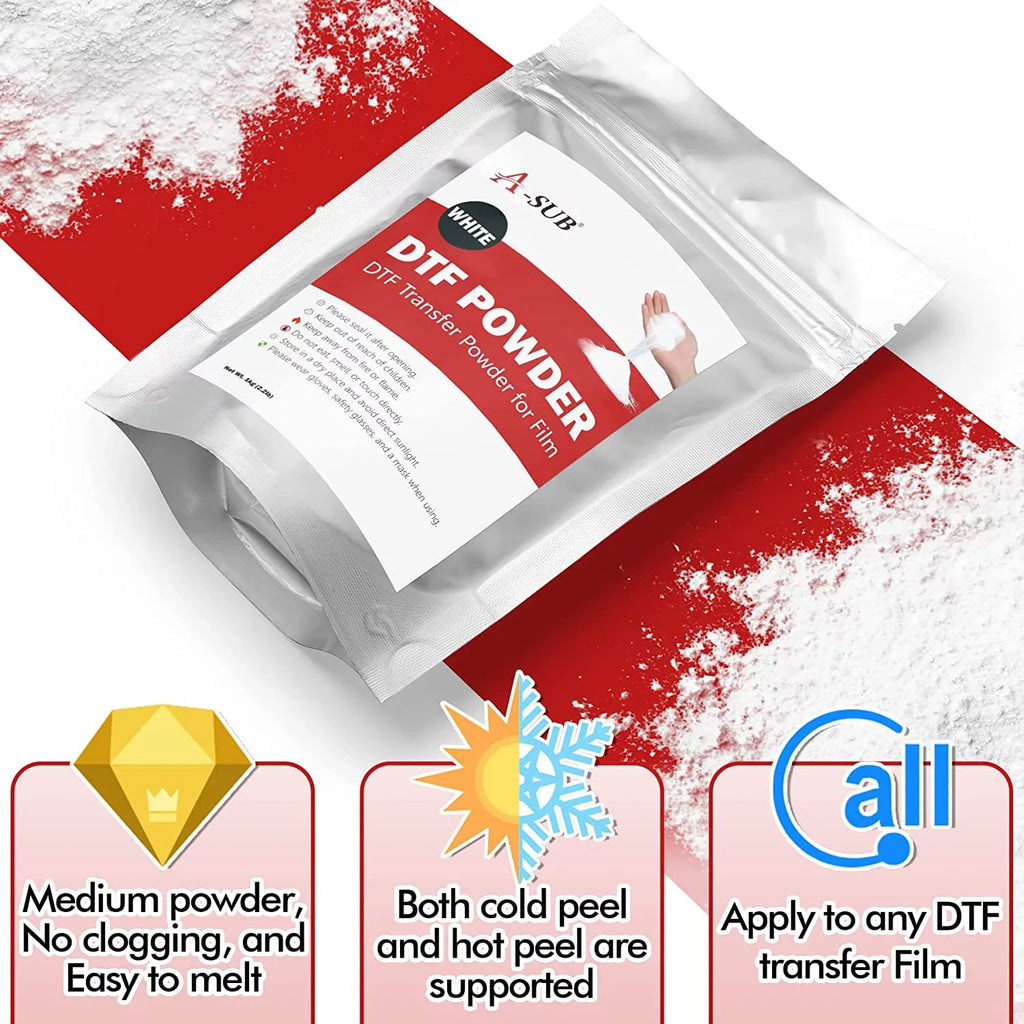 Powder and Film - -  Transfer Powder Adhesive for Sublimation Transfer and  Film Paper  11.7"x16.5" Clear Heat Transfer Film for Dark/Light Fabrics