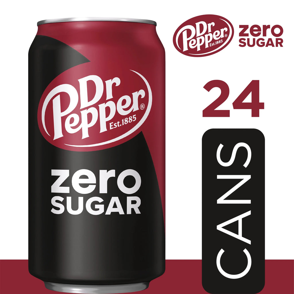 Dr Pepper Zero Sugar Soda Pop, 12 fl oz, 24 Pack Cans