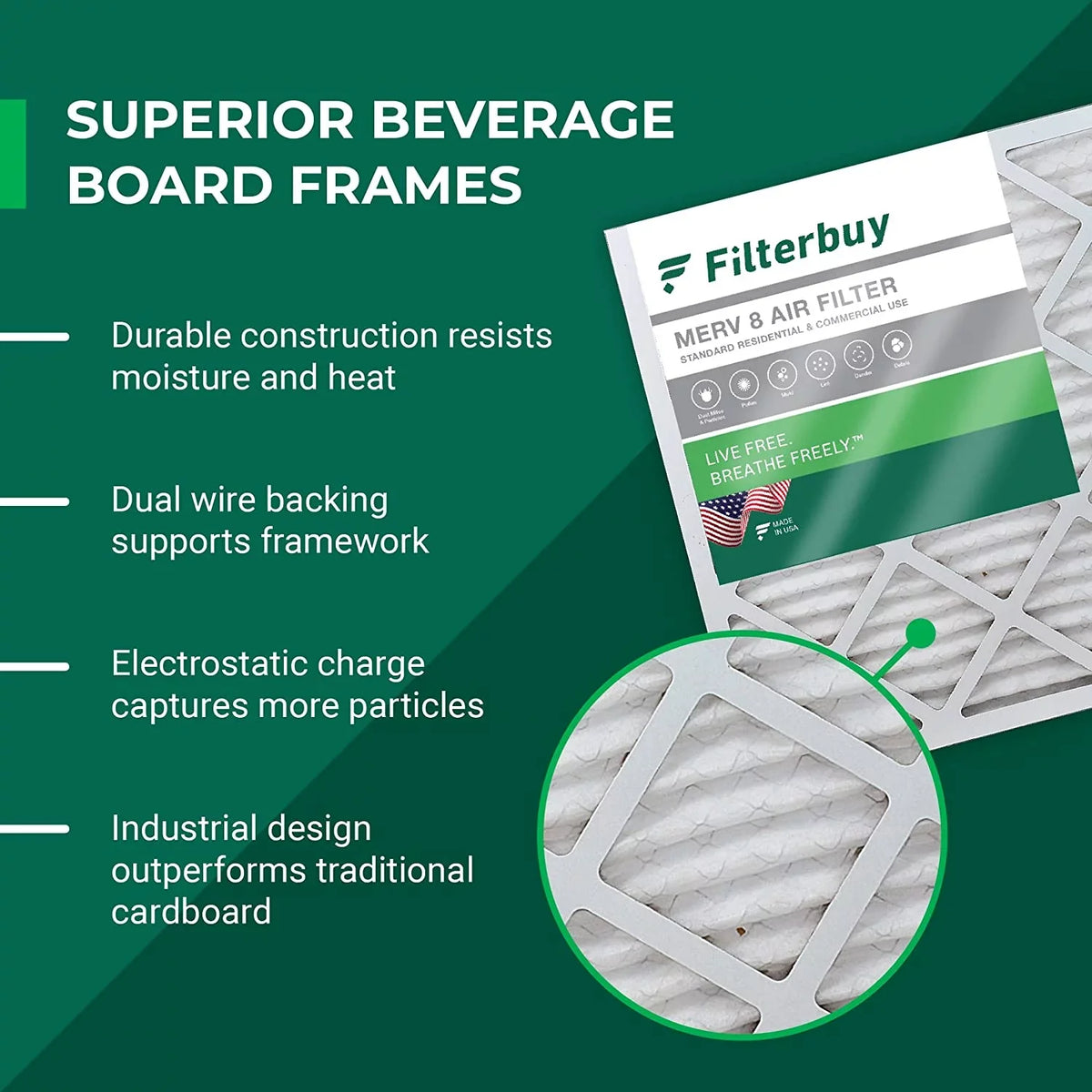Filterbuy 16x21.5x1  8 Pleated   Furnace Air Filters (4-Pack)