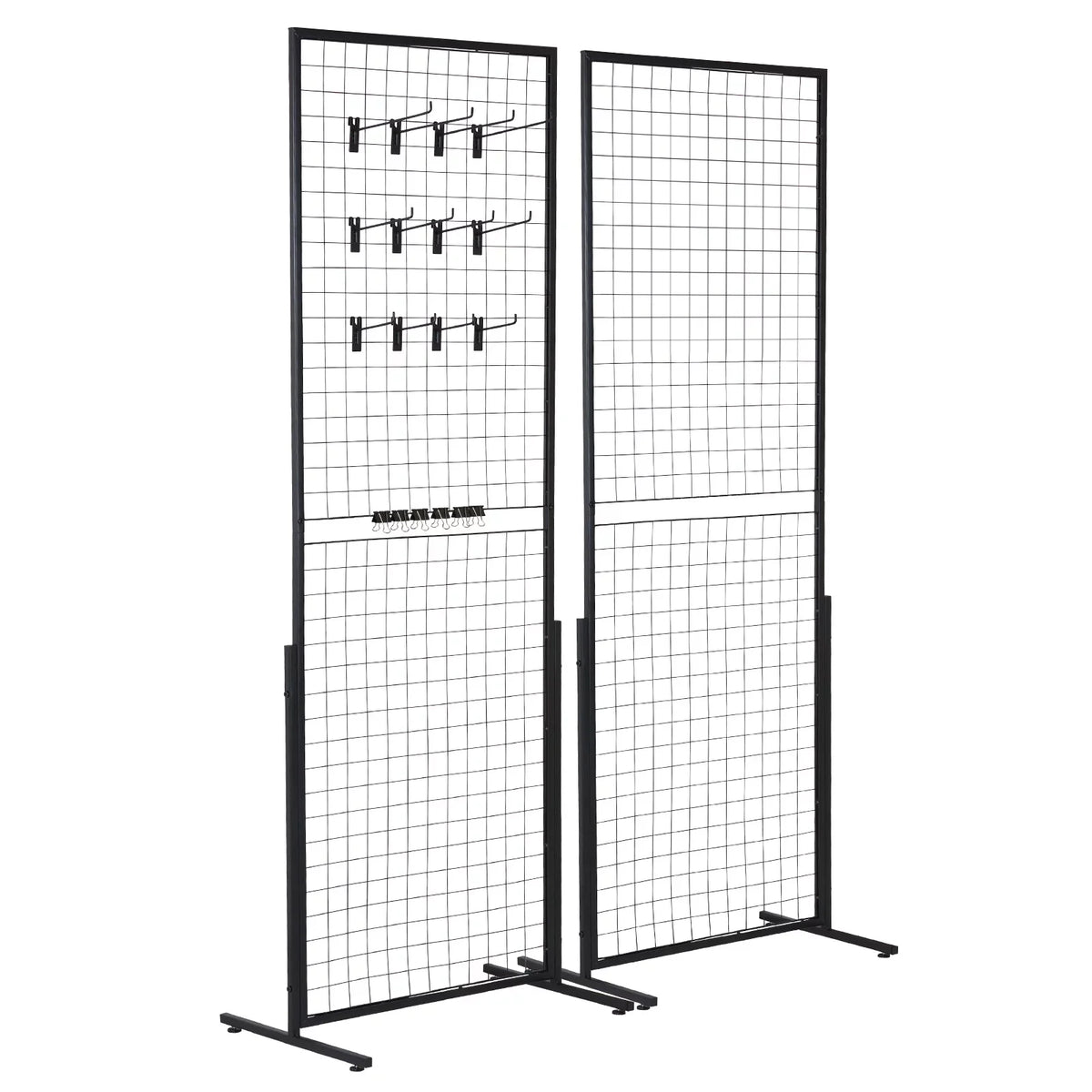 2' x 5.6' Grid Wall Panels Tower, 2 Packs Wire Gridwall Display Racks with -Base Floorstanding, Double Side Gridwall Panels for Art Craft Shows, Retail Display with Extra Clips and Hooks