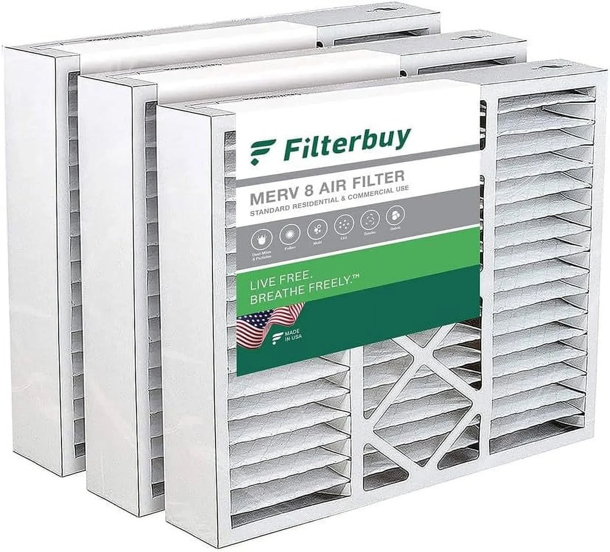 Filterbuy 16x20x5  8 Pleated   Furnace Air Filters for Honeywell  (3-Pack)