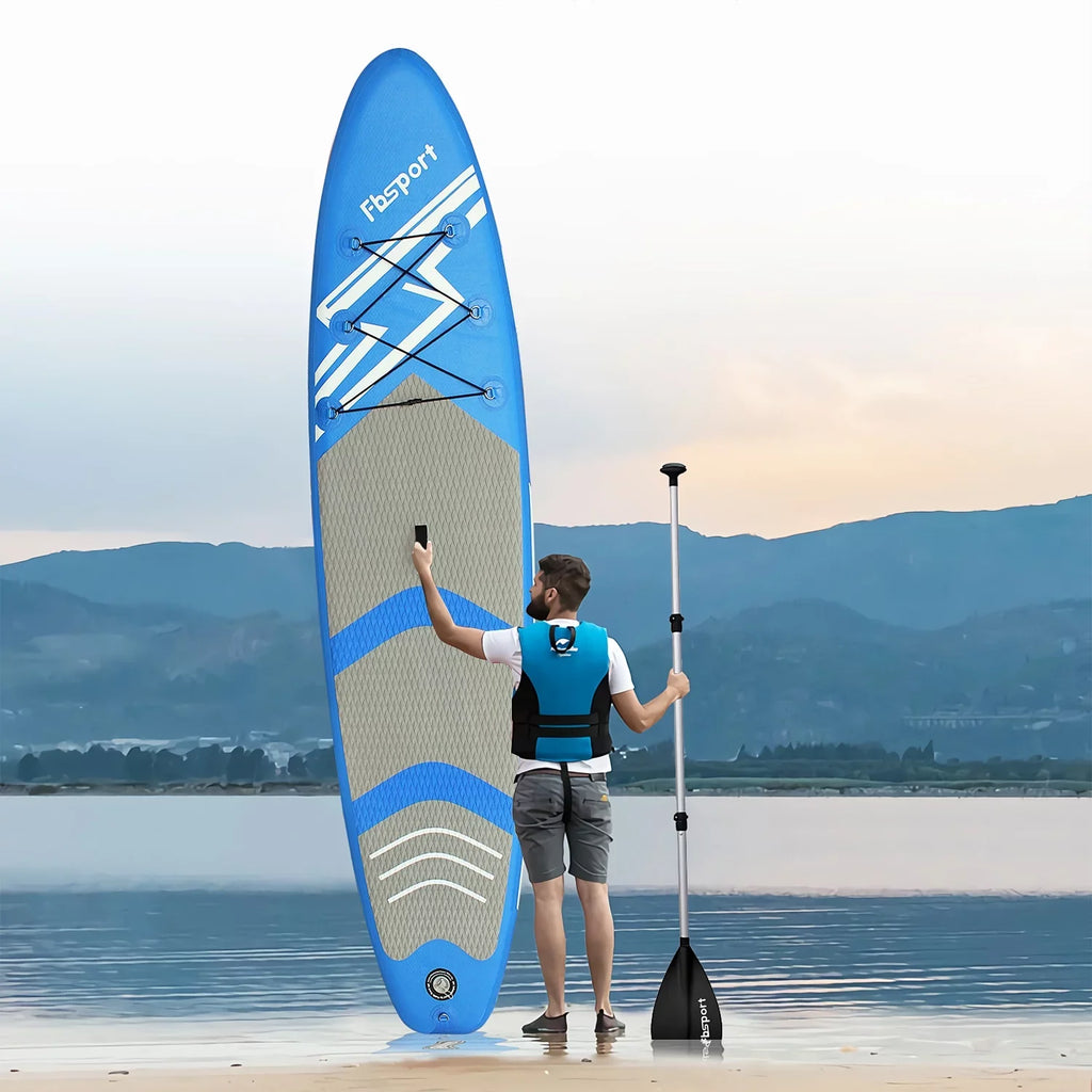 11 Ft  Thickening Inflatable Stand Up Paddle Board w/Complete Accessories & Carry Bag, Surf Control, Non-Slip Deck, Standing Boat Surfboard