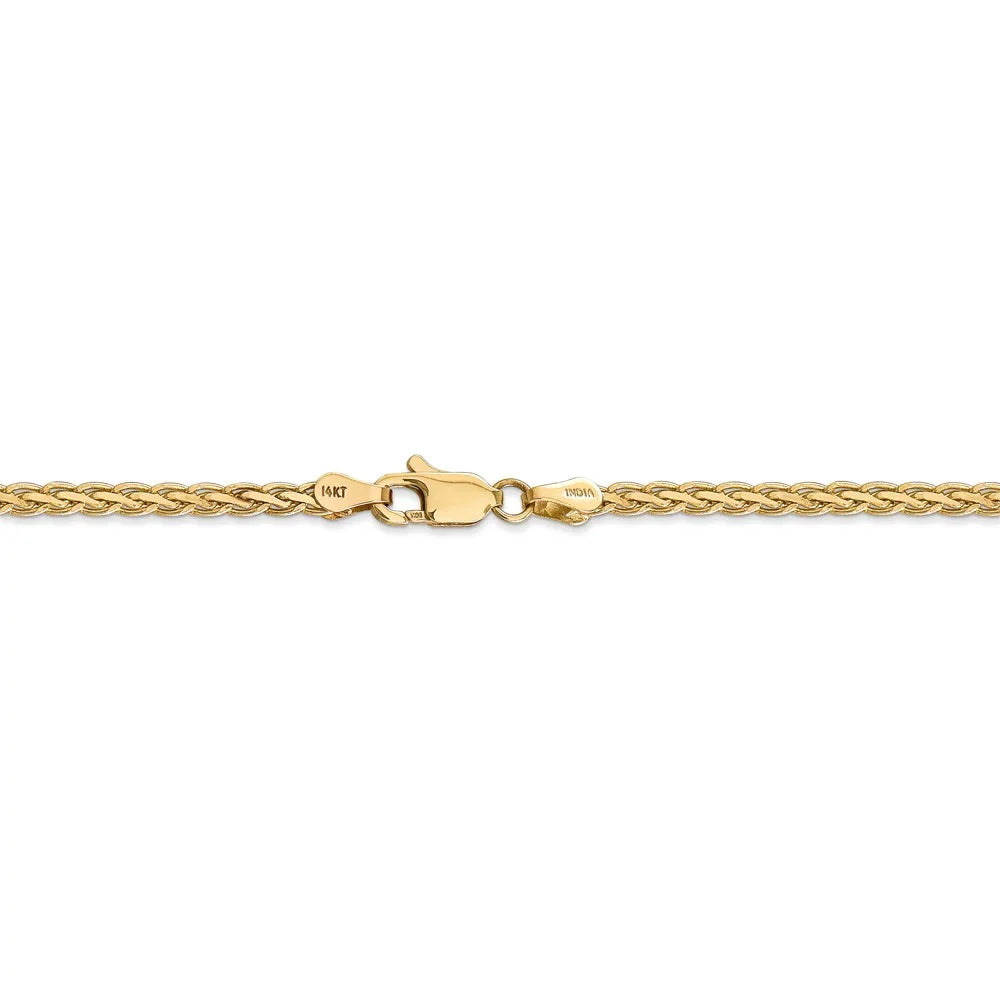 Real 14kt Yellow Gold 3mm Flat Wheat Chain Chain Bracelet; 7 inch; Lobster Clasp; for Adults and Teens; for Women and Men