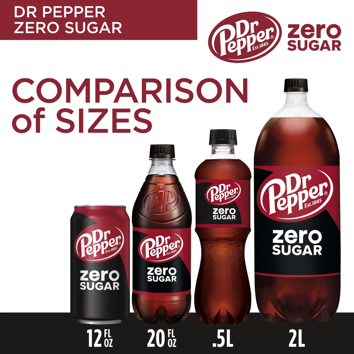 Dr Pepper Zero Sugar Soda Pop, 12 fl oz, 24 Pack Cans