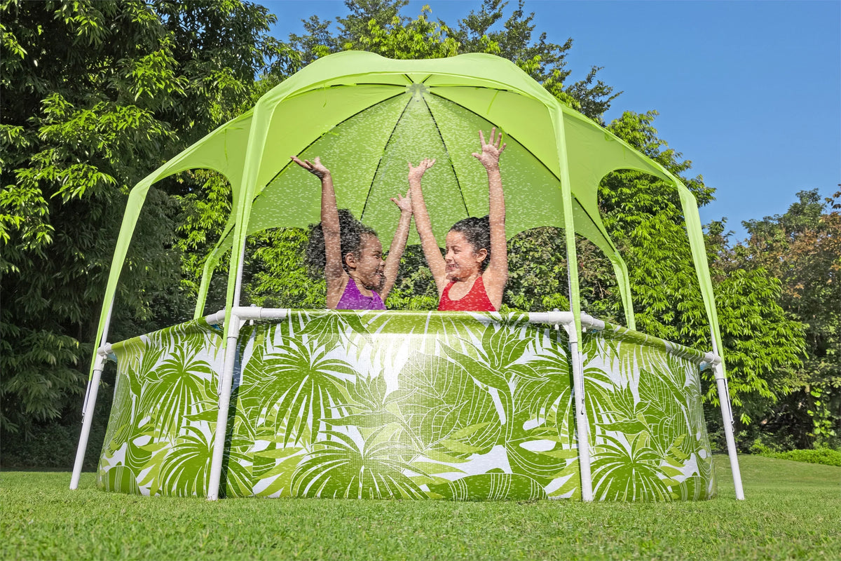 8 ft. x 20 in. Round Above Ground Pool Set With Pool Shade