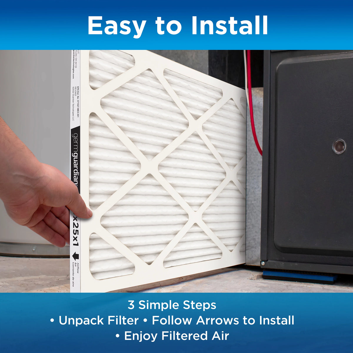 Germ Guardian 16x25x1  12 Pleated   Furnace Air Filters (4-Pack)