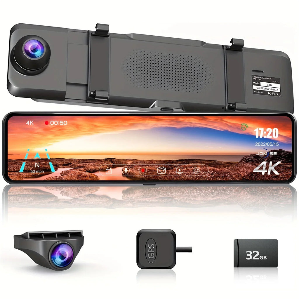 Dual Dash Cam 4K   11"  Rearview Mirror Car  Camera Front Rear Video Recorder