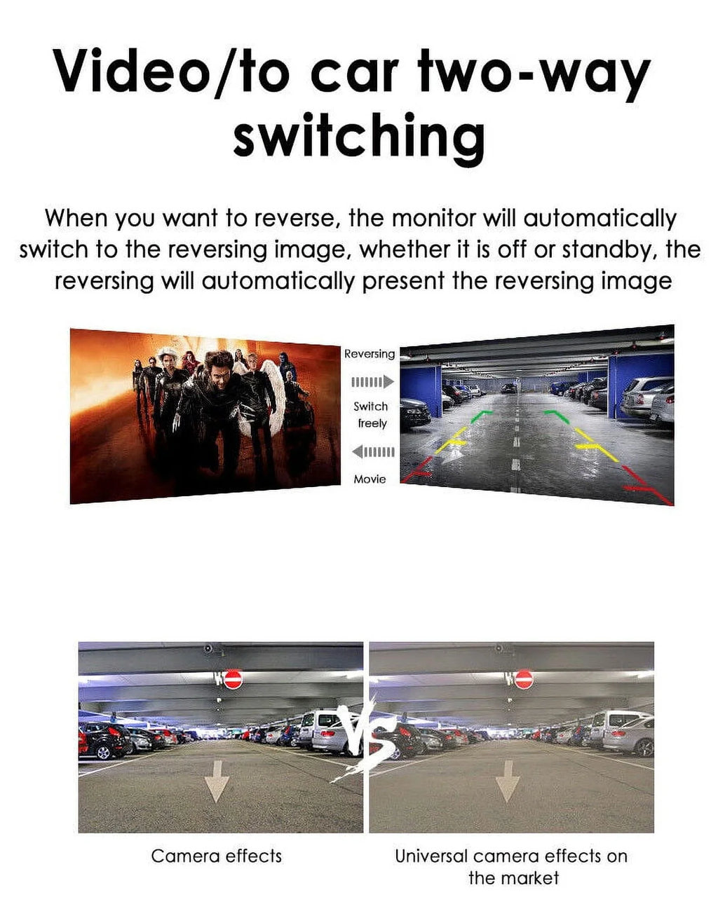 kydely  Car Night Vision Backup Camera Kit 5" Wireless Monitor  Rear View Waterproof