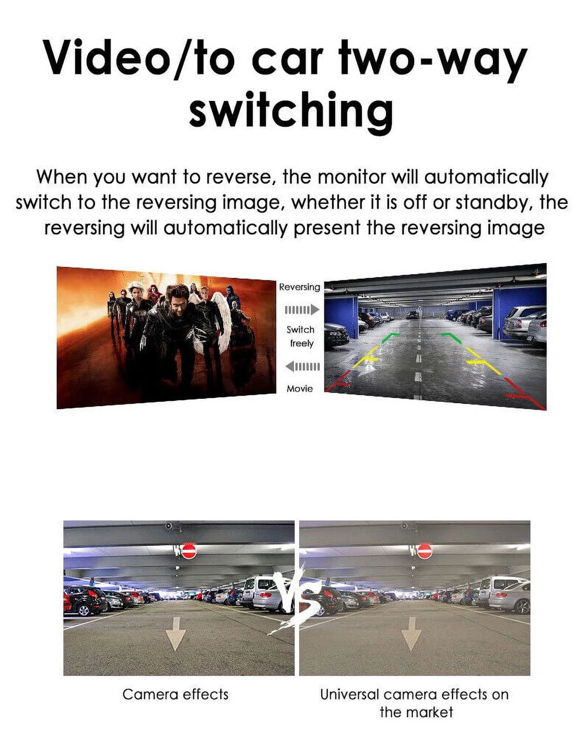 kydely  Car Night Vision Backup Camera Kit 5" Wireless Monitor  Rear View Waterproof