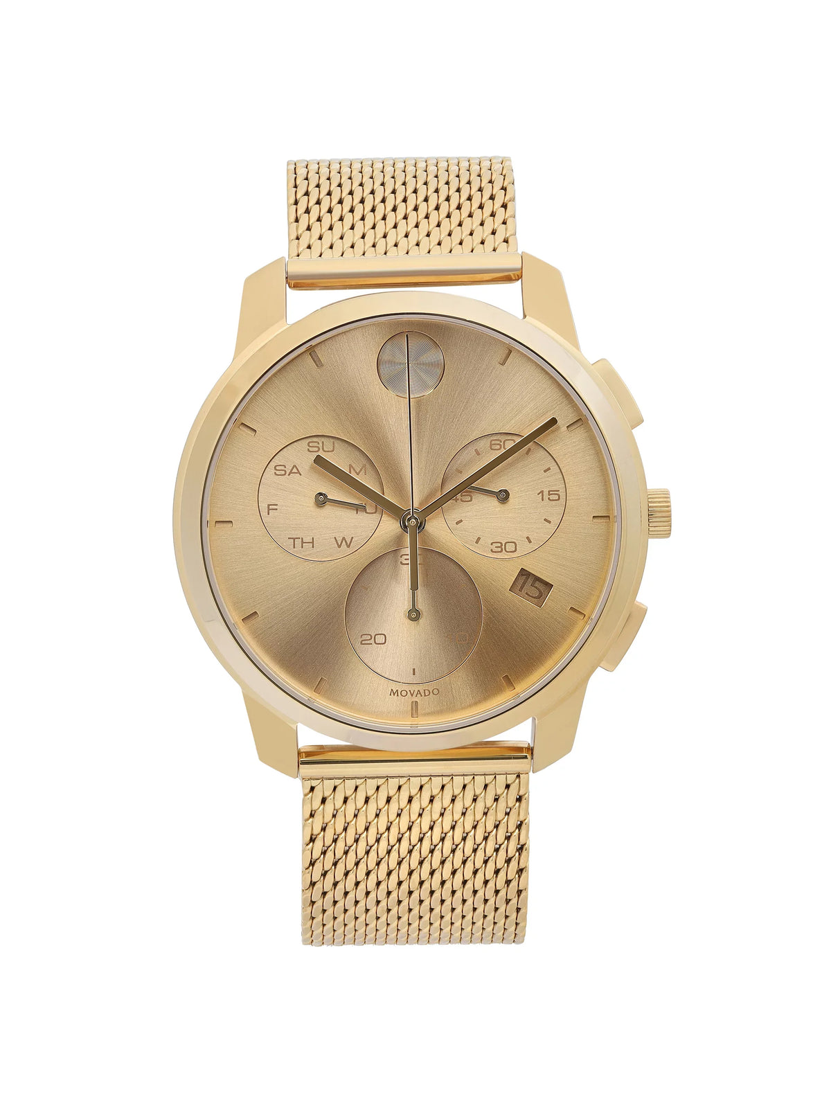 Movado Bold Thin Gold Tone Steel Chronograph Champagne Dial Quartz Watch 3600634