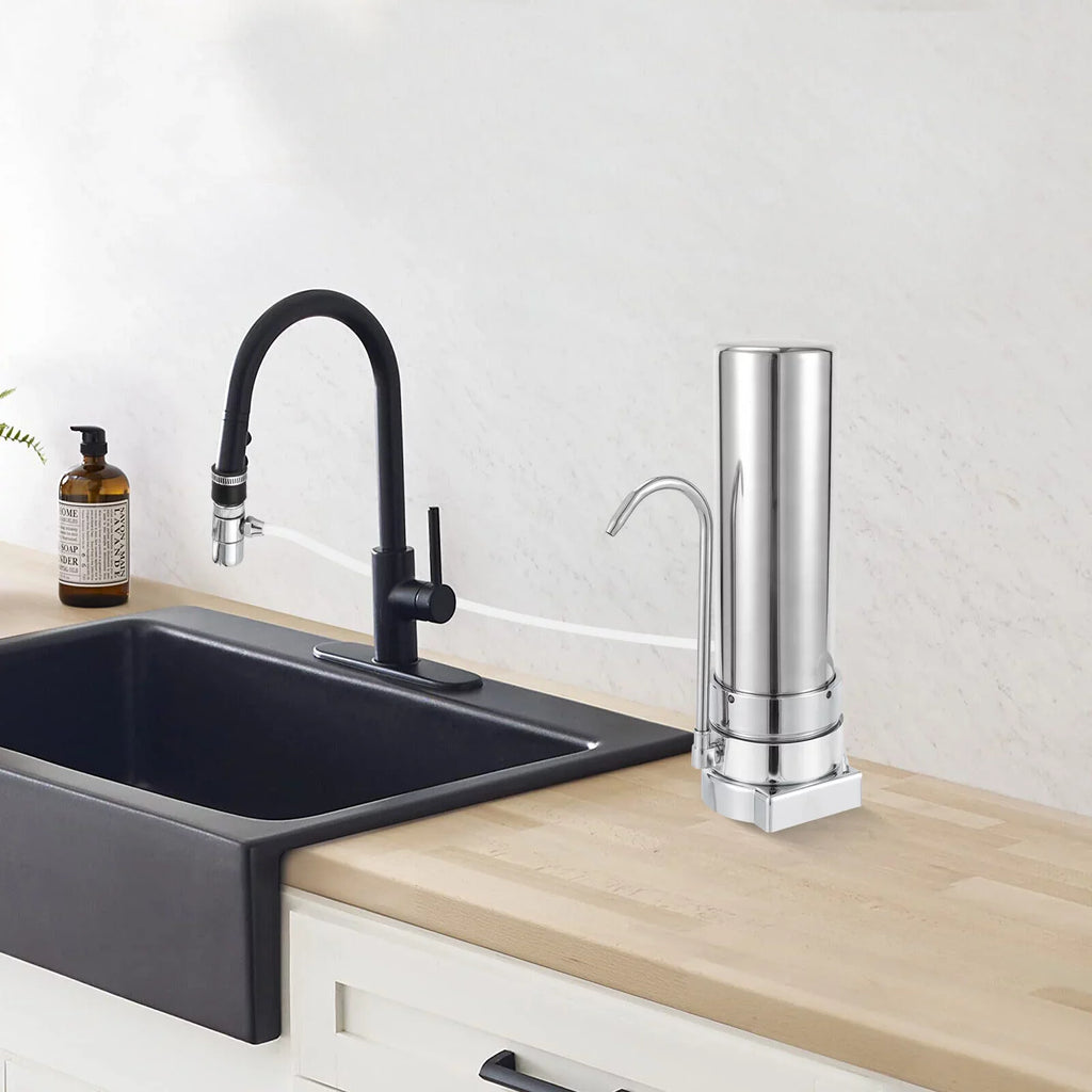 Countertop Filter Tap Water Filtration Filter Sink Drinking System Stainless Silver