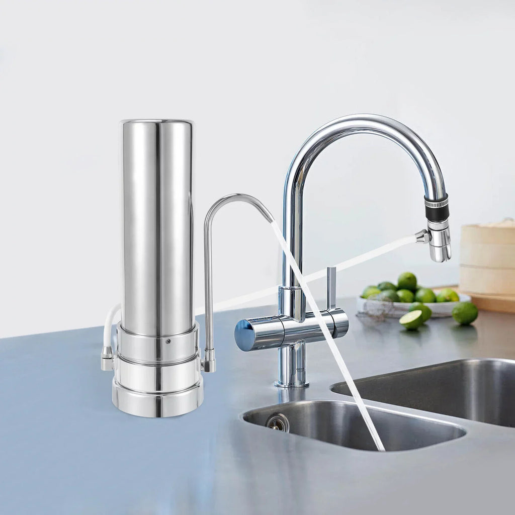 Countertop Filter Tap Water Filtration Filter Sink Drinking System Stainless Silver