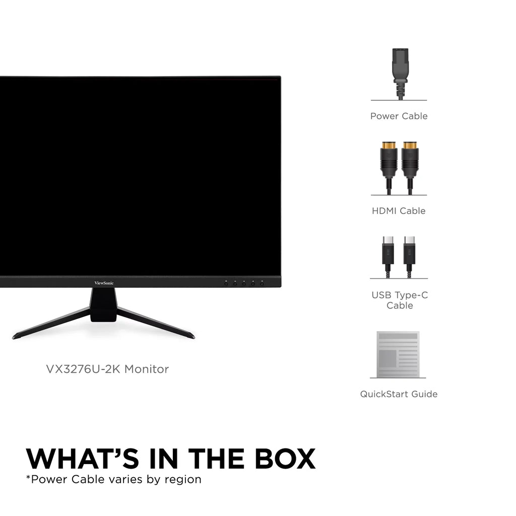 ViewSonic -2K 32 Inch 1440p  Monitor with 65W  ,  Content Support, Ultra-Thin Bezels, Eye Care, , and  Input
