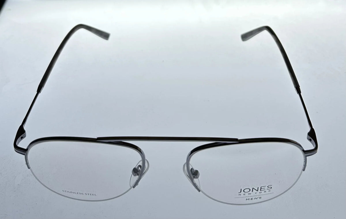 Jones New York Mens Gunmetal Rimless Metal Eyewear Aviator Frame. . 53mm