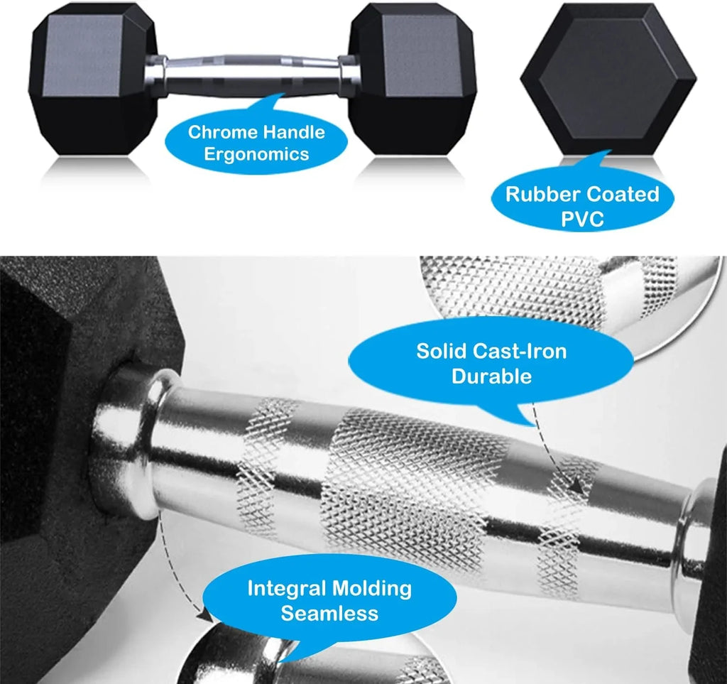 15LB Se Of 2 Hex Dumbbells Rubber Coaed Cas Iron Hex Black Dumbbell Weighs For Exercises Neoprene Dumbbell Hand Weighs Ani-Slip Ani-Roll Hex Shape Colorful 15Lbs Pair