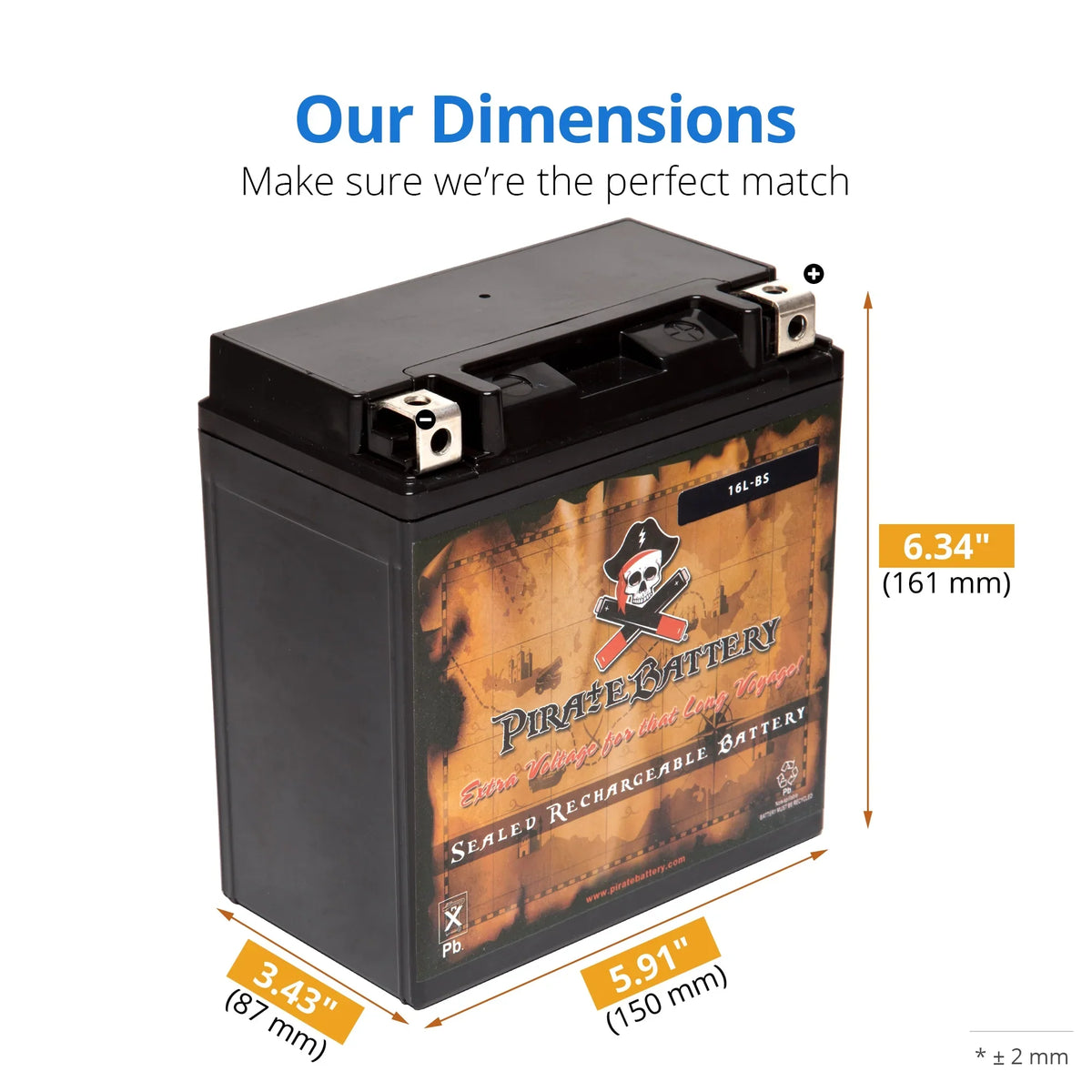 Pirate Battery - (16L- 12 Volt,14 Ah, 230 ) Jet Ski Battery for Kawasaki 300cc Js300 Ts Sx 1991