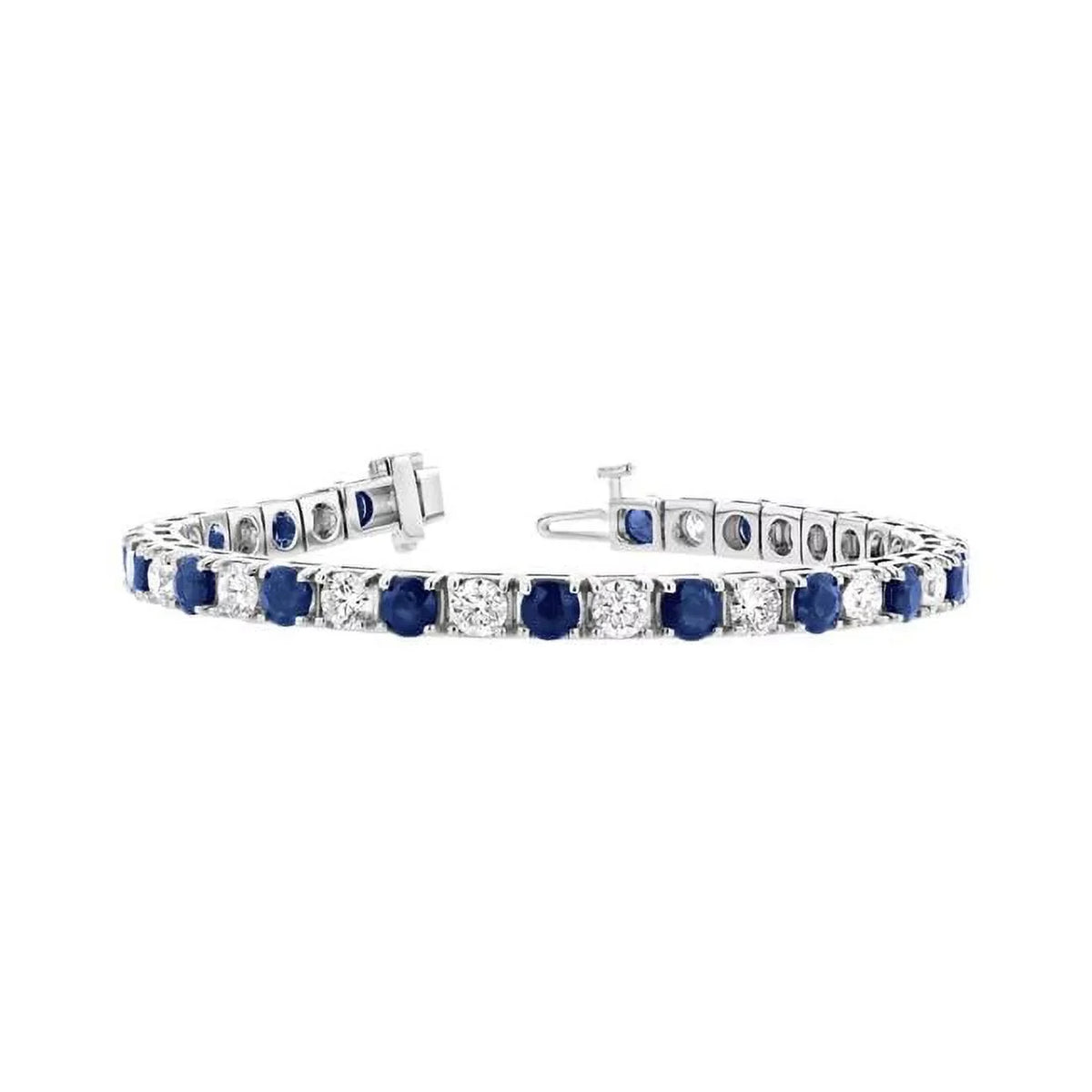 Louis Creations - 6.25  Diamond & Sapphire Diamond Bracelet, 14K White Gold