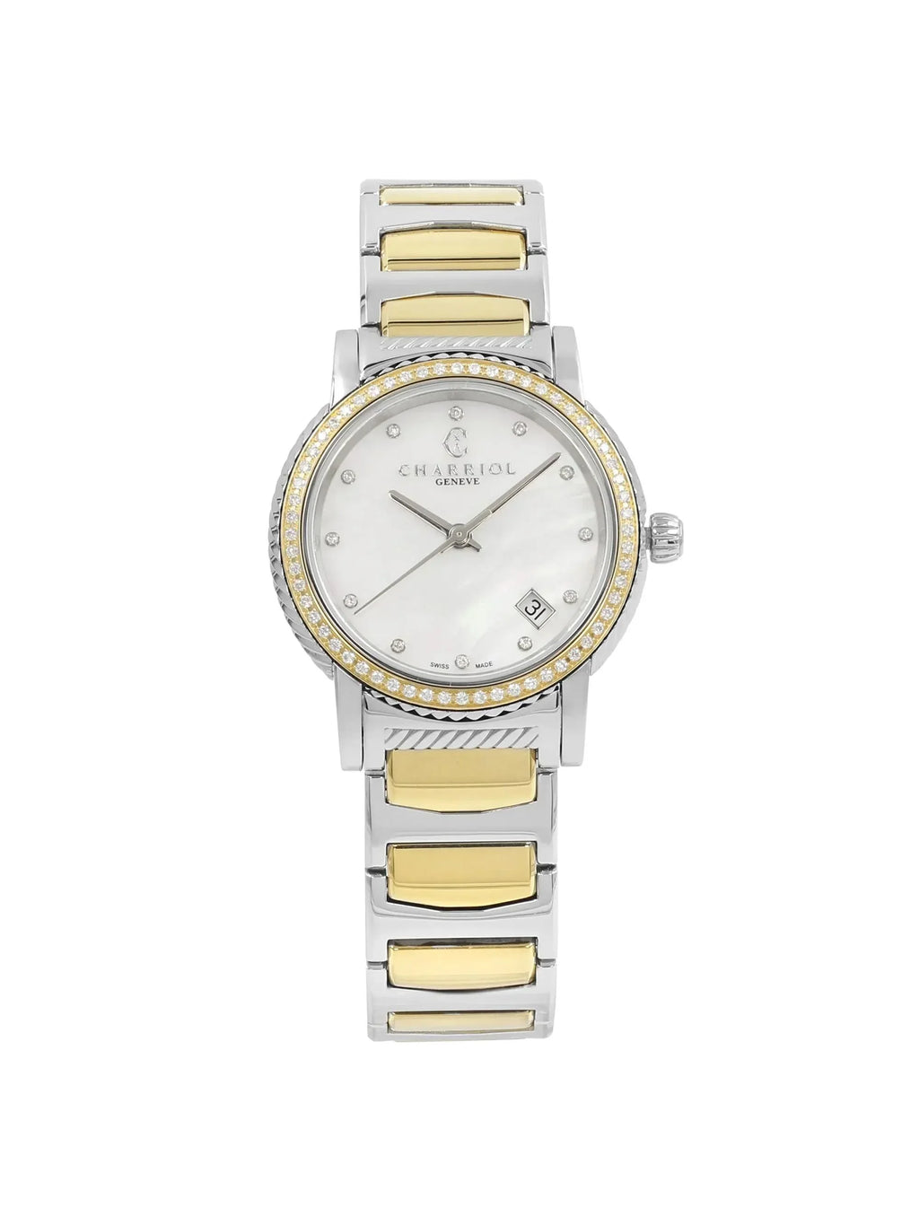 New with defects Charriol Parisii 0.40cttw Quartz Ladies Watch .921.001