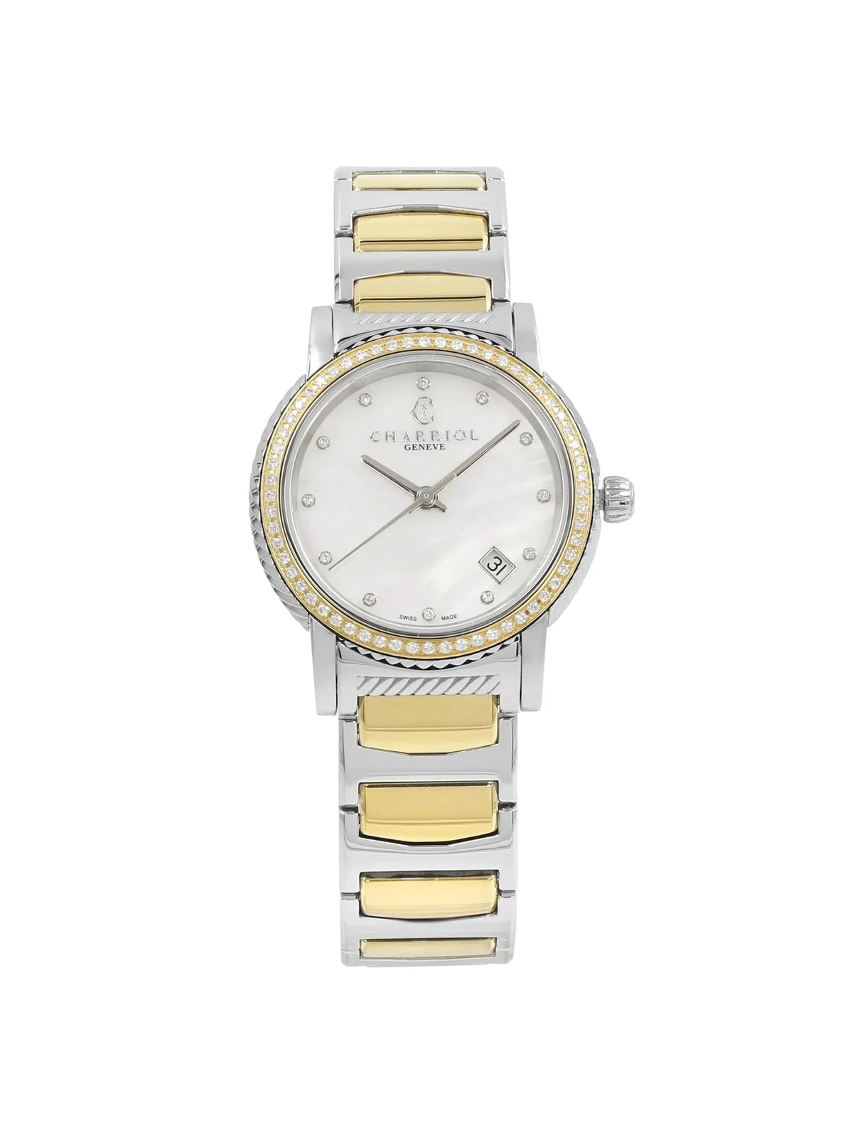 New with defects Charriol Parisii 0.40cttw Quartz Ladies Watch .921.001