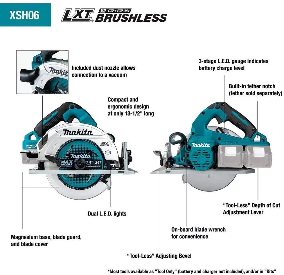 Makita  18V   Lithium-Ion 36V Brushless Cordless 7-1/4 Circular Saw Kit 5.0Ah