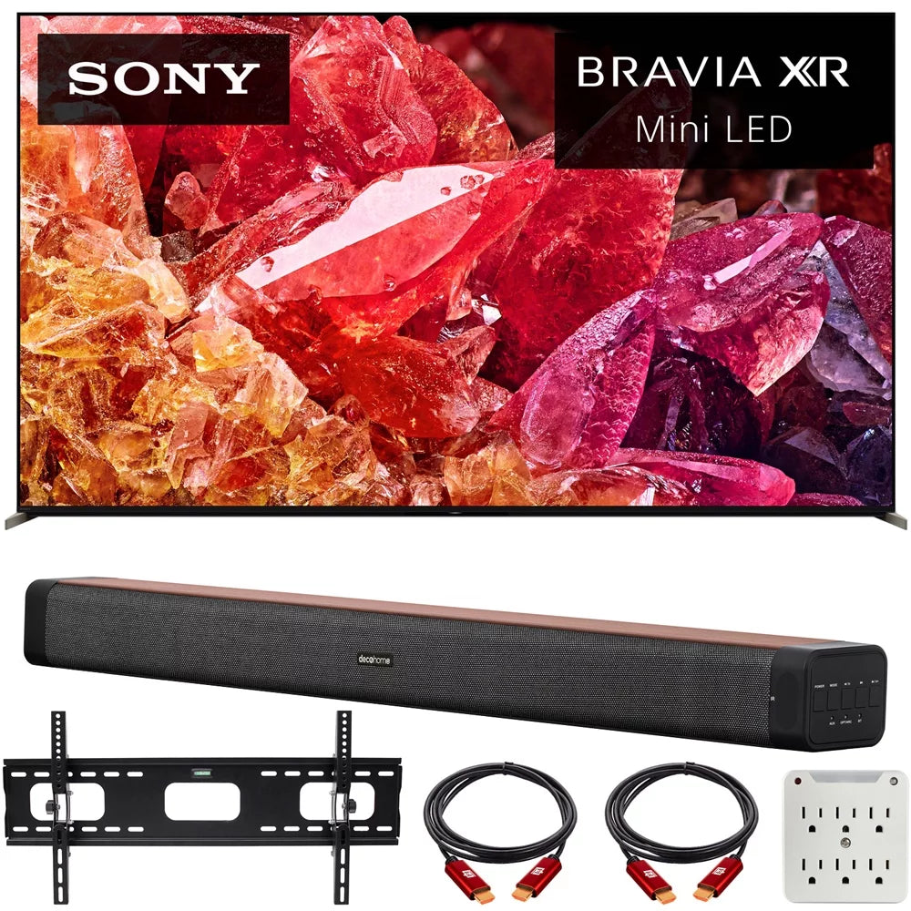 Sony  75"    4K  Mini   with smart Google  (2022 Model) Bundle with Deco Home 60W 2.0 Channel Soundbar, 37"-100"  Wall Mount Bracket Bundle and 6-Outlet Surge Adapter