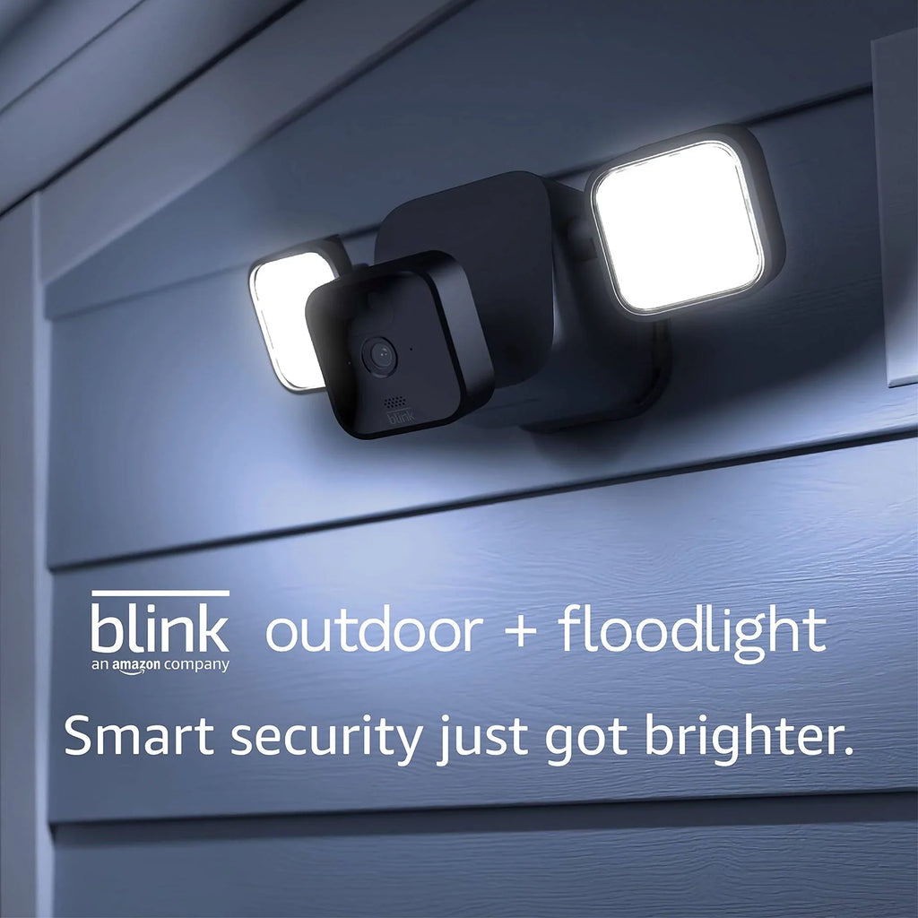 Blink_Outdoor Whole Home Bundle, 1 Floodlight Mount, 3 Outdoor & 1 Indoor Cameras, Video Doorbell +  32GB  Drive & Cleaning Cloth