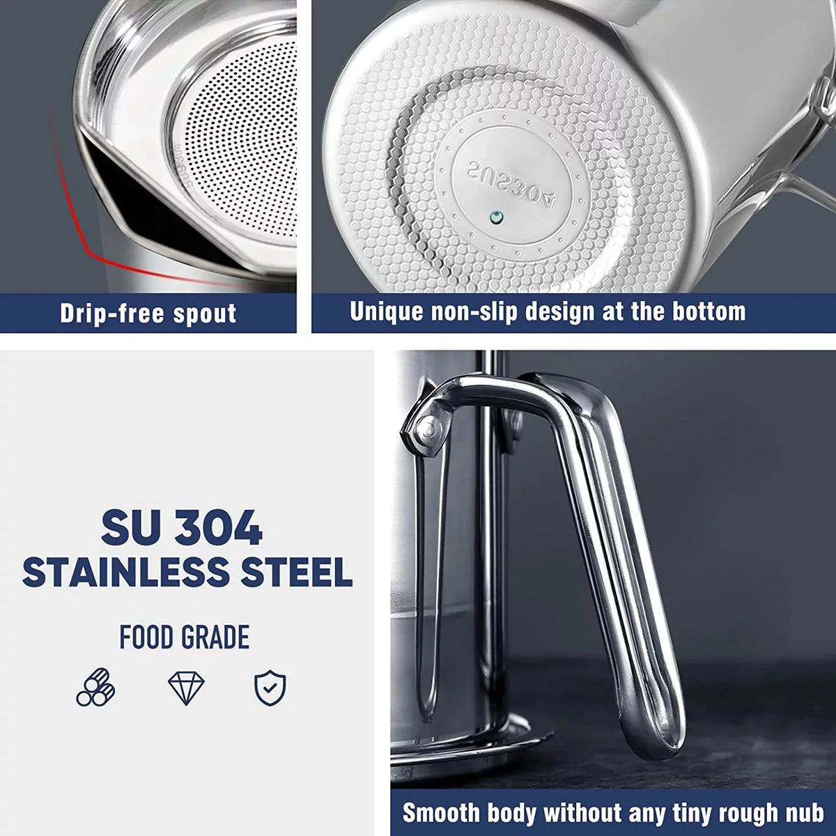 Oil Strainer Pot Grease Can 2L / 67.6 fl oz,Food Strainer Stainless Steel Oil Storage Container,with Fine Mesh Strainer Dust-proof Lid Non-slip Tray,for Storing Frying Oil & Cooking Grease