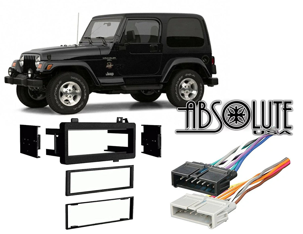 Absolute  Fits Jeep Wrangler 1997-2002 Single  Stereo Harness Radio Install Dash Kit