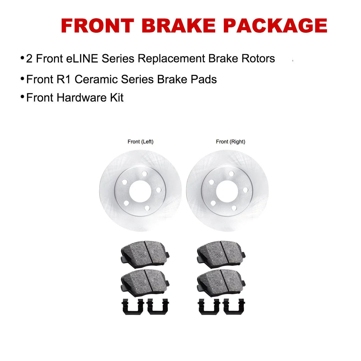 Concepts Front Brakes and Rotors Kit |Front Brake Pads| Brake Rotors and Pads| Ceramic Brake Pads and Rotors |Hardware Kit -67107