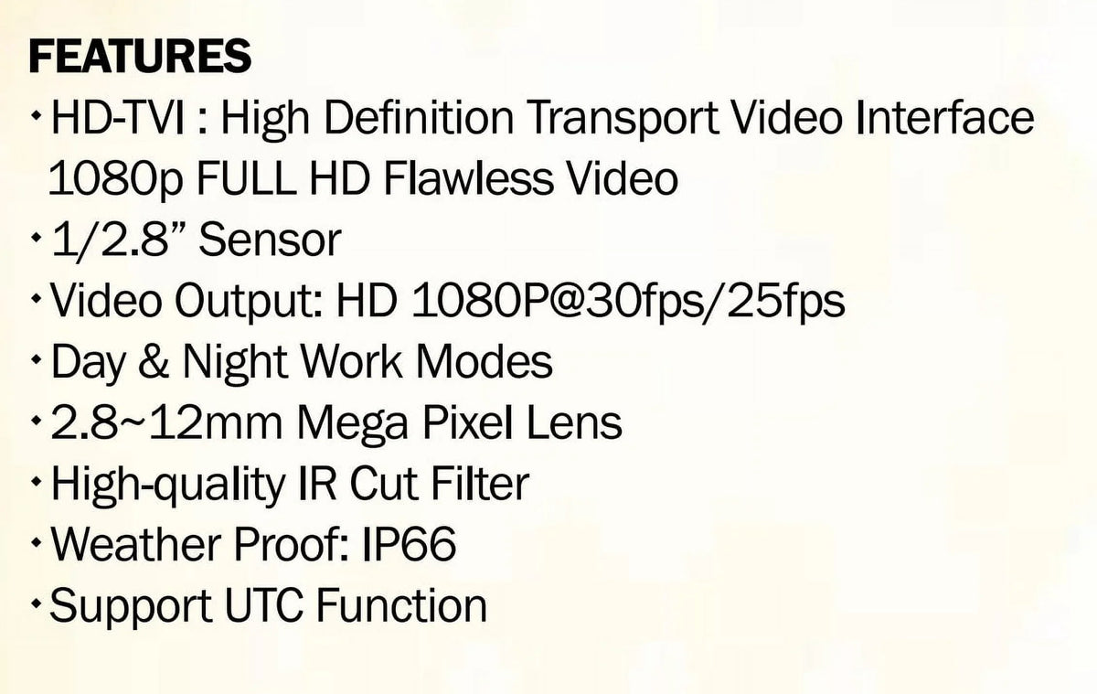 Eyemax -0412V- - 2MP Outdoor Bullet Camera, 2.8-12mm, 42   12V