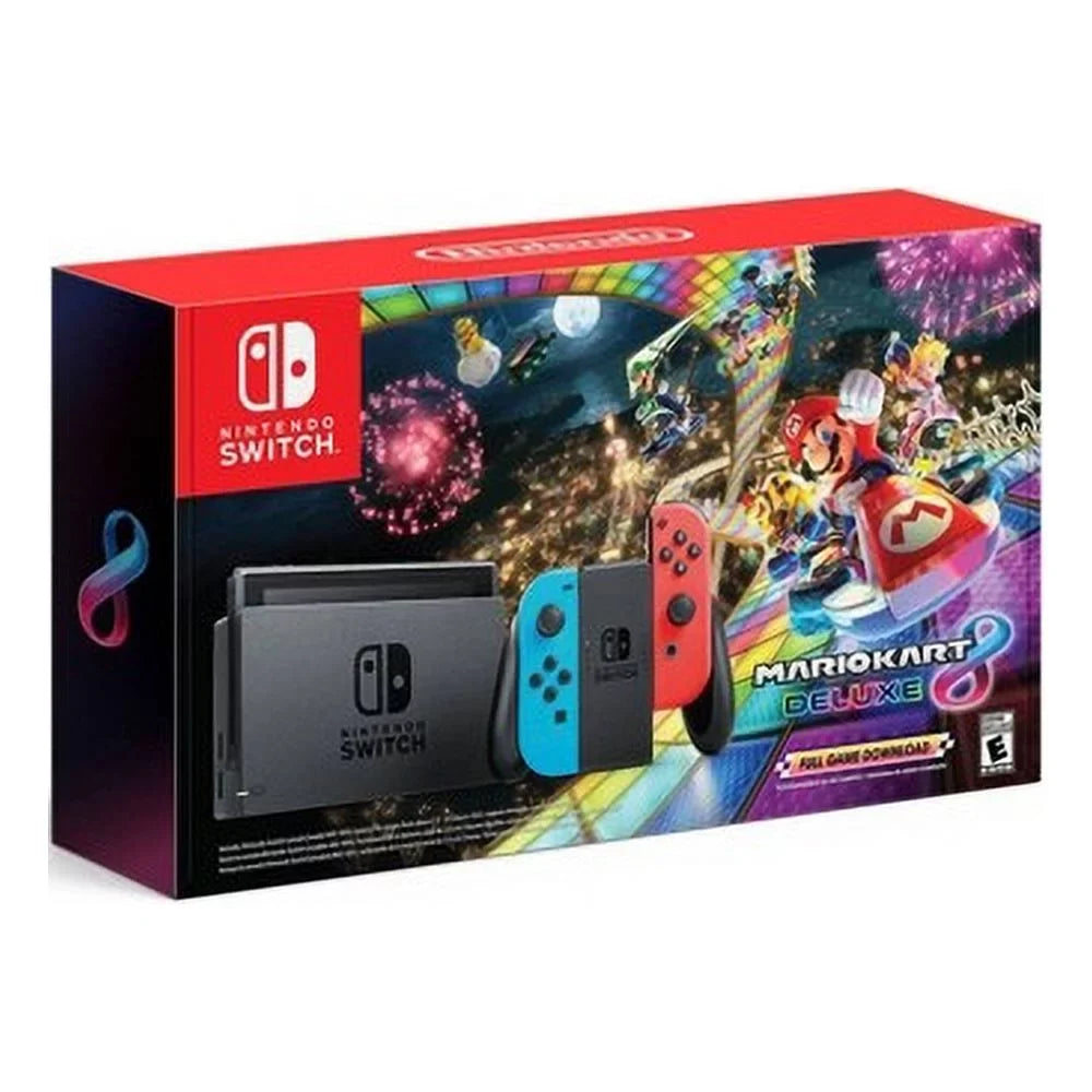 Nintendo Switch with Neon Blue and Neon Red Joy-Con - Game console - Full  - black, neon red, neon blue - Mario Kart 8 Deluxe