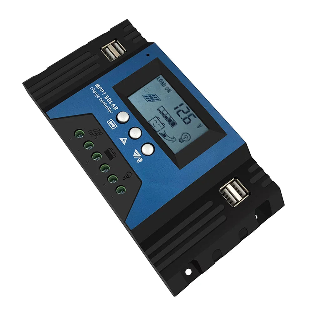 Vistreck 30A Solar Charge Controller 12/24V Auto Focus Solar Panel Controller Battery Intelligent Regulator with 4  Output Adjustable Parameter  Display Timer Setting