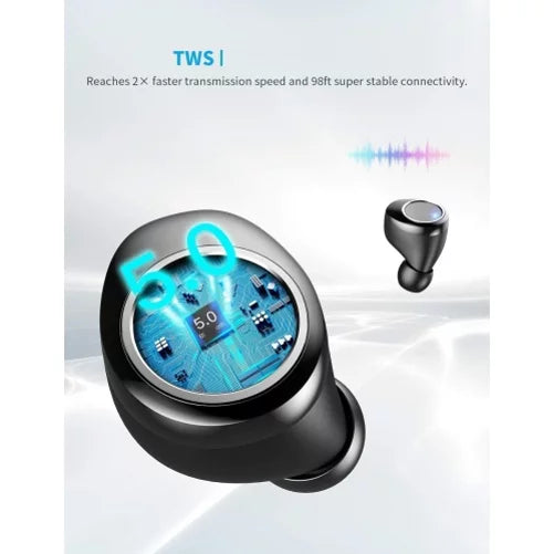 Wireless Earphones  True Stereo Earbuds Headphones w Mic Charging Case  Display  for Motorola Moto  (2020), One 5G, Razr (2020) (2019), Edge (2021) - Nokia 3.1, 7.1, ,  Endi