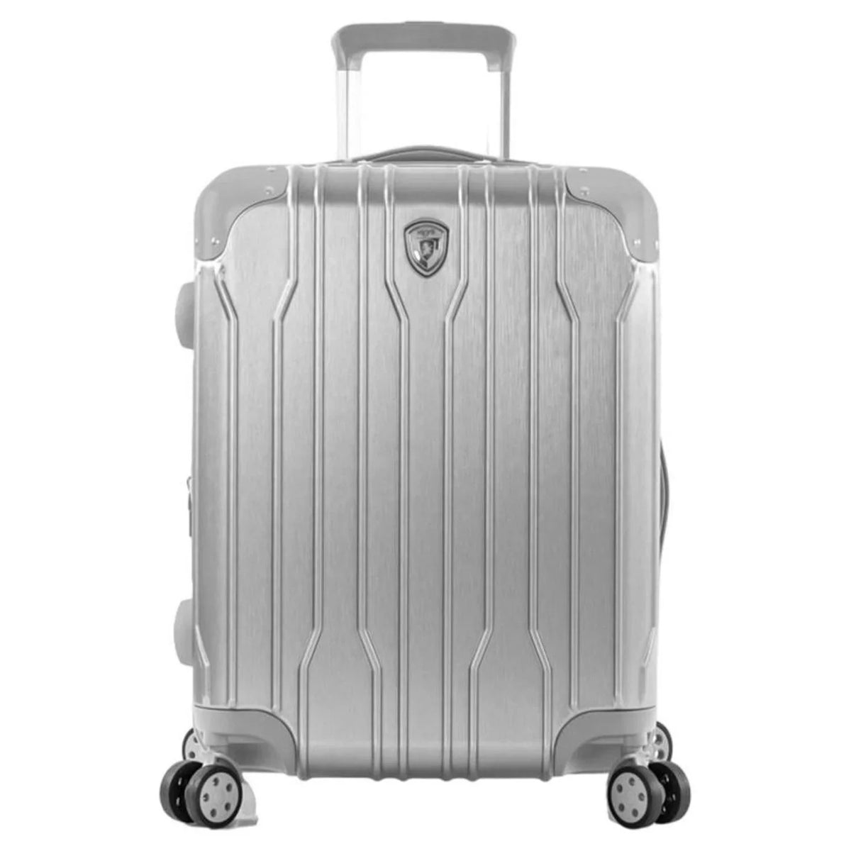 Heys Xtrak 21-Inch Lightweight,  Combination Lock, Expandable, Telescopic Handle System Carry-On Luggage with Spinner Wheels Silver