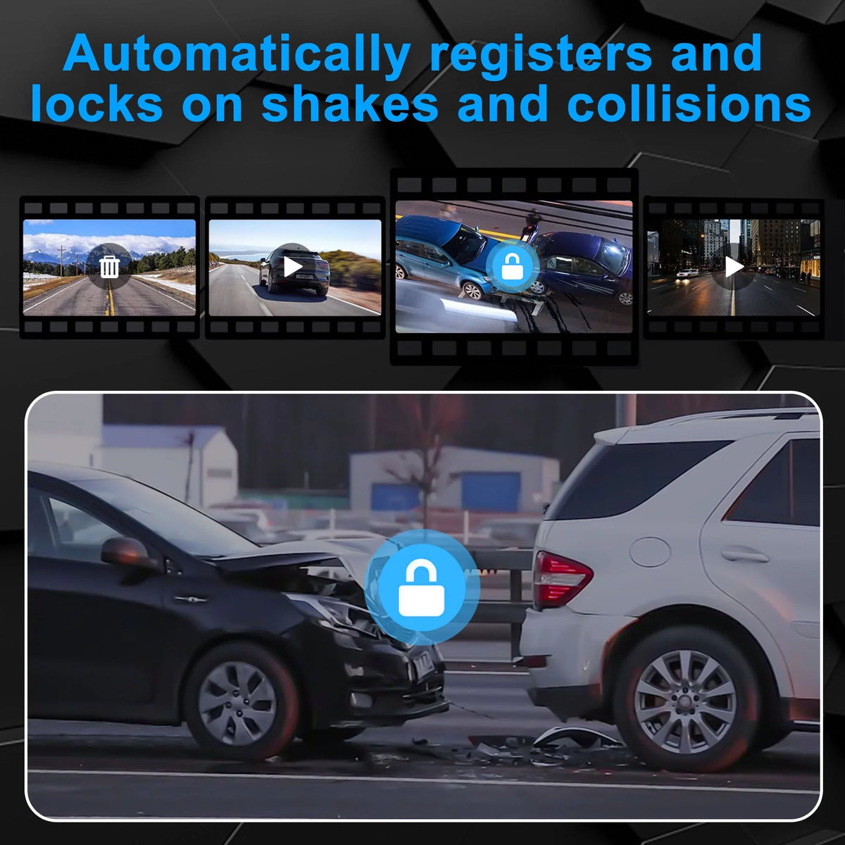 Car Rear View Mirror Camera,  1080P Dash Cam Backup Camera, Dual Driving Recorder with Night Vision, -Sensor,  Touch Screen