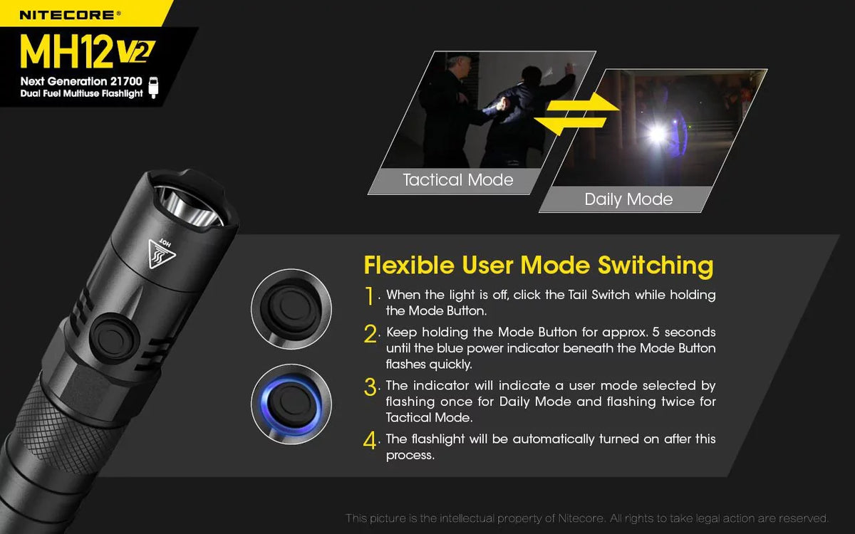 Combo: Nitecore    -   Flashlight -1200 Lumens -21700 Battery (Included) + NL2150HPi 21700 5000mAh Battery