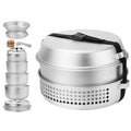 Htovila Camping Stove Kit, 10pcs Camping Pot Pan Stove Set for Cooking Backpacking, Portable Kitchenware for  Adventures