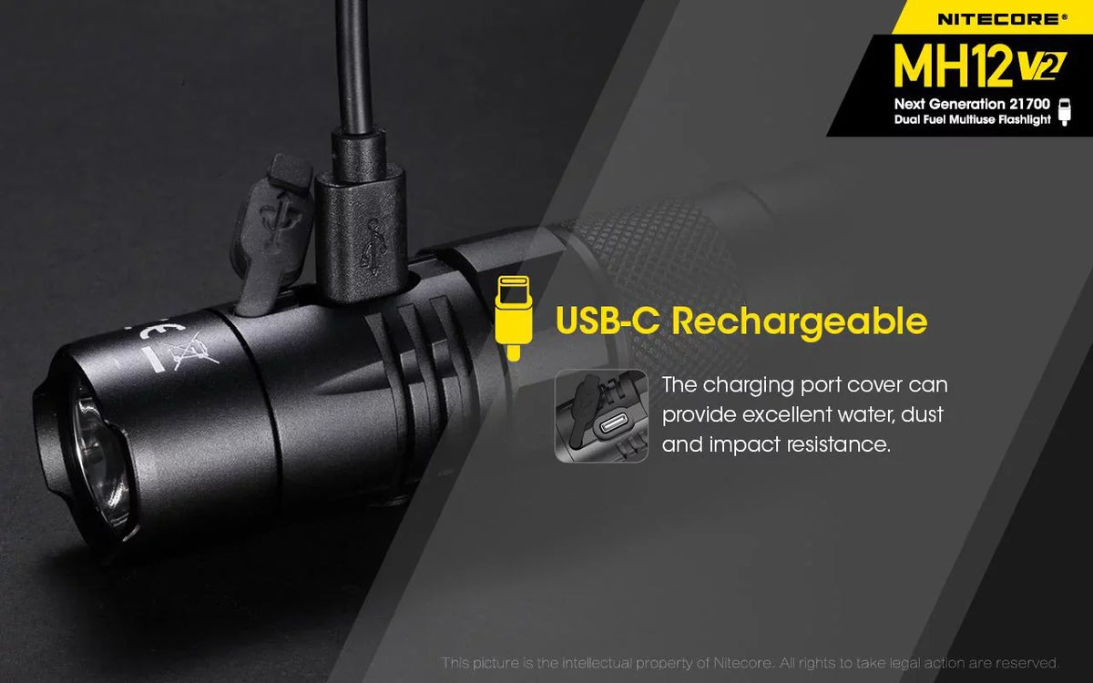 Combo: Nitecore    -   Flashlight -1200 Lumens -21700 Battery (Included) + NL2150HPi 21700 5000mAh Battery