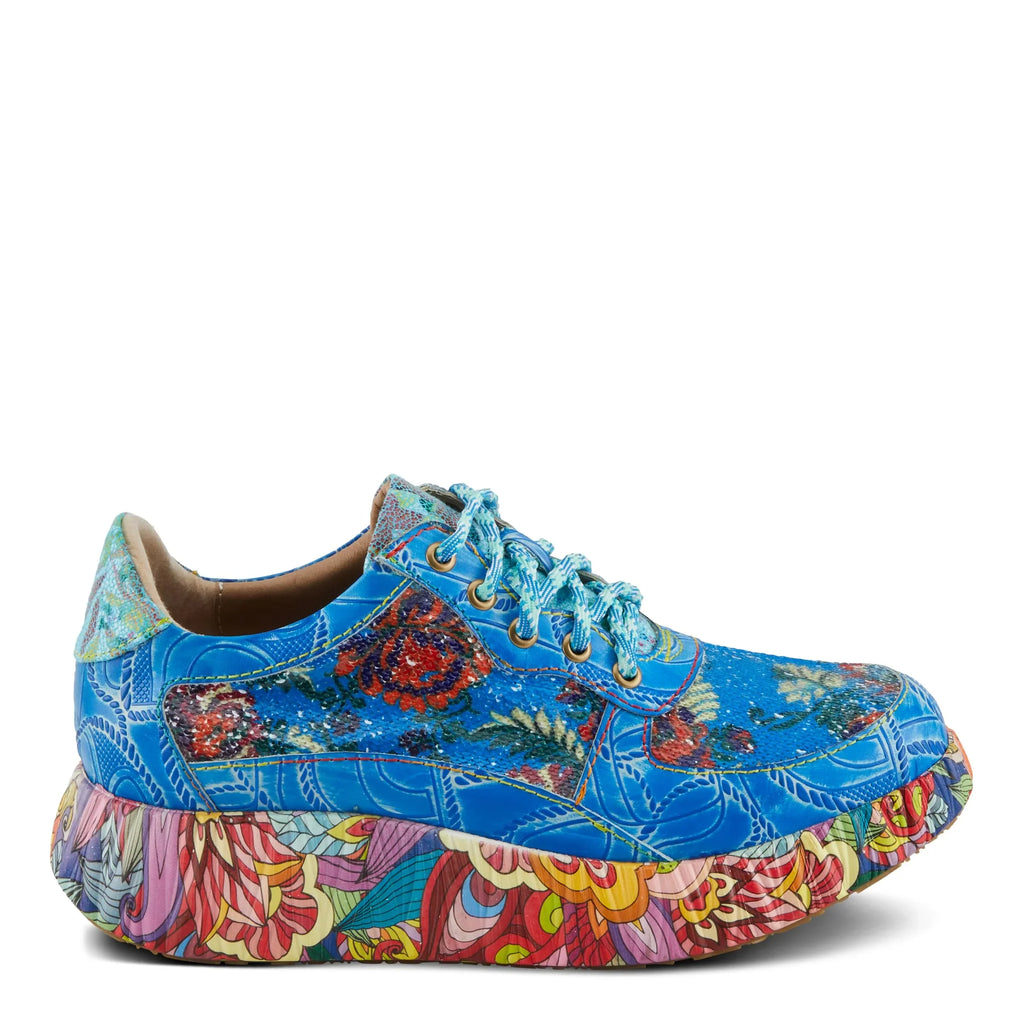 Spring Step 'Artiste Women's  Multicolored Fashion Sneakers | Unique Energetic Patterns Blue Multi  39 /  8.5